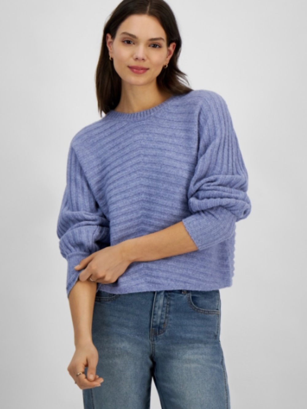 Hippie Rose Junior S Elliptical Rib-Knit Sweater - Rustic Blue -SIZE S NWT
